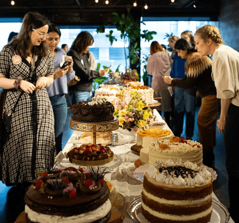 Sophia Tam illustrating at the Vancouver Cookbook Club event