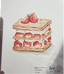Painting postcard featuring cake illustration